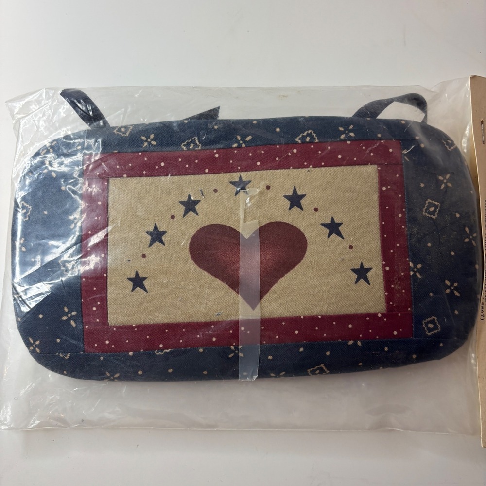 Heart of Dresden Basket Accessories Set Blue Americana Stencil Heart Stars